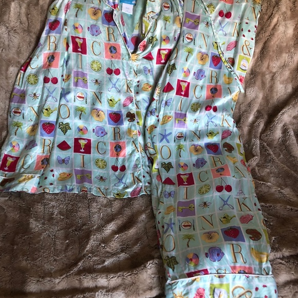 Pyjama Nick And Nora Vintage Flanelle Coton - Thème "Appliances" Rose, Taille XL (très Rare)